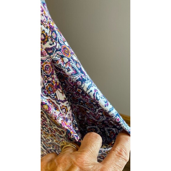 Cynthia Rowley Tank Dress Plus Size 1X Sleeveless Purple Cream Paisley Look - Picture 4 of 10